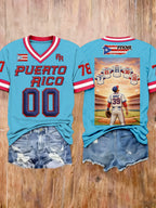 Women's Puerto Rico Baseball Printed T-shirts