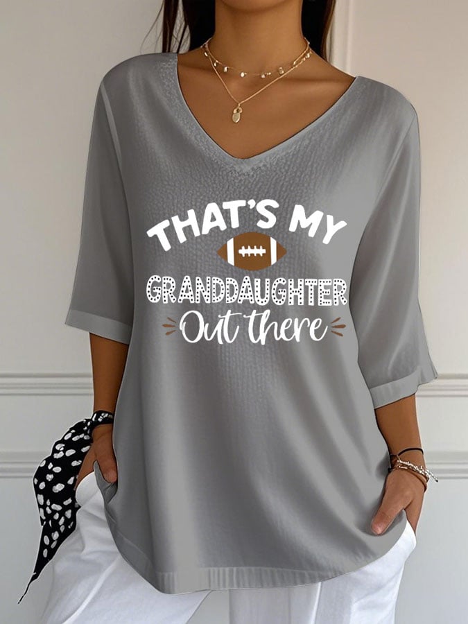 Women's That's My Granddaughter Out There Print Casual T-shirt