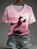 Women's Halloween Witch Print T-shirt