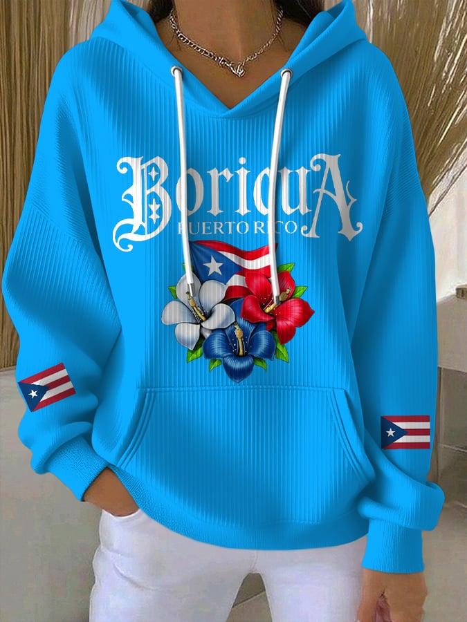 🔥🔥2nd 50% Off Only $17🔥🔥Women's Puerto Rico Hooded Printed Sweatshirt