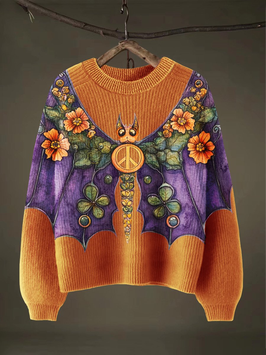 Peace And Love Halloween Art Print Thin Sweater