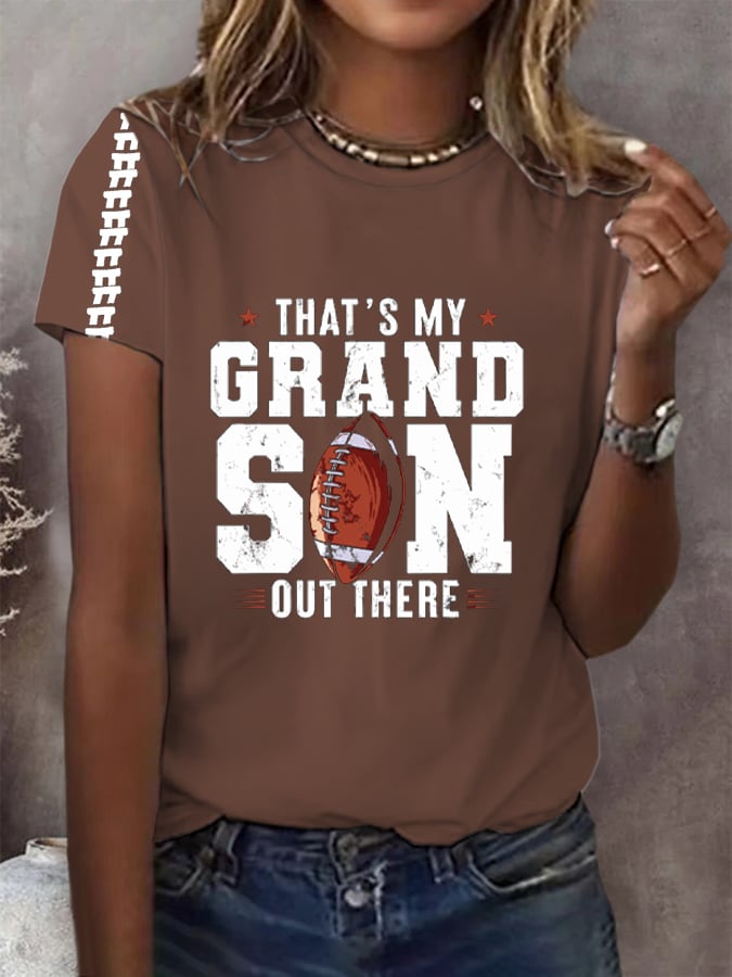 Women's That's My Grandson Out There Printed Casual T-Shirt