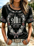 Women's We Will Never Forget 9 11 Print T-shirt