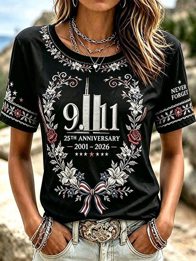 Women's We Will Never Forget 9 11 Print T-shirt