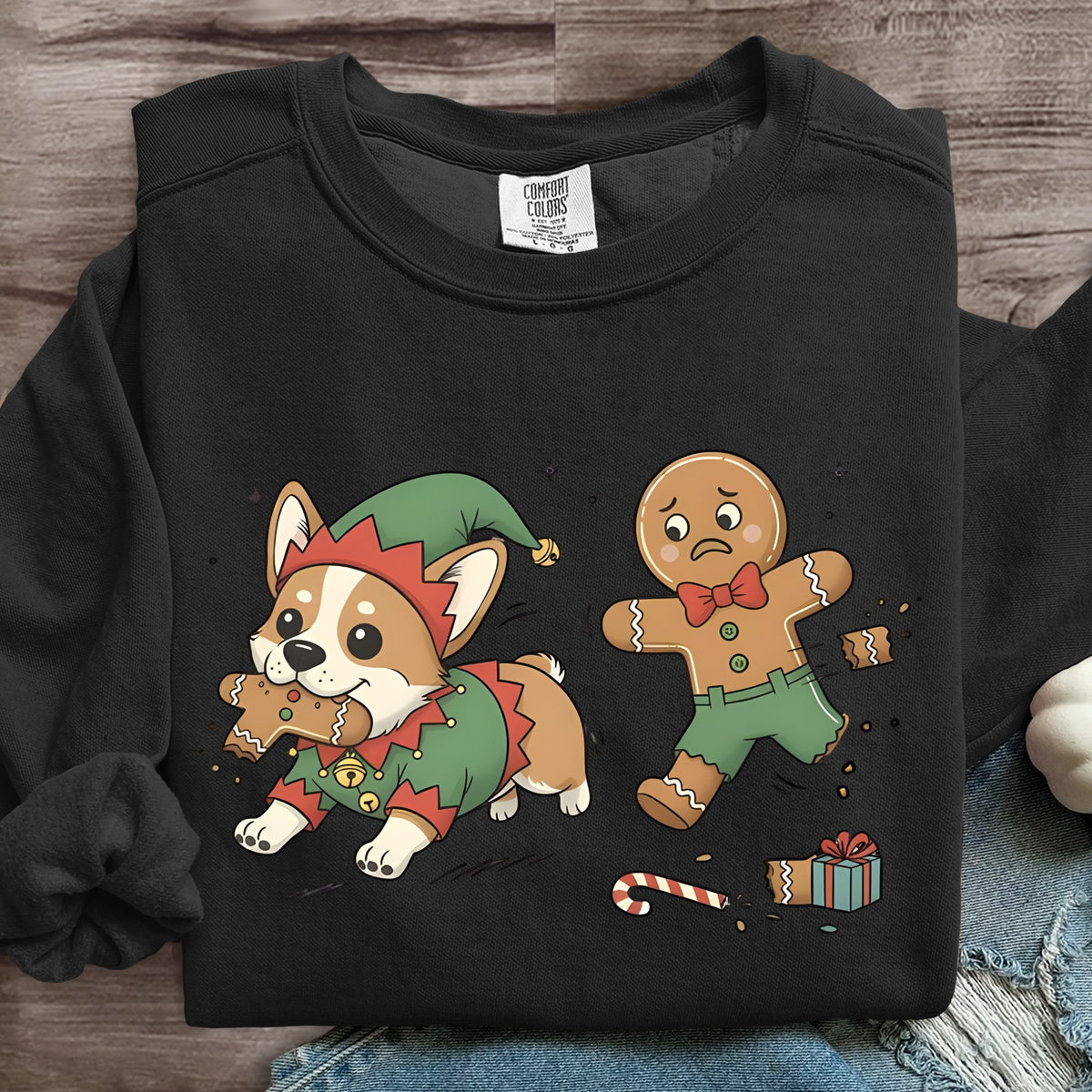 Funny Christmas Dog Art Print Sweatshirt