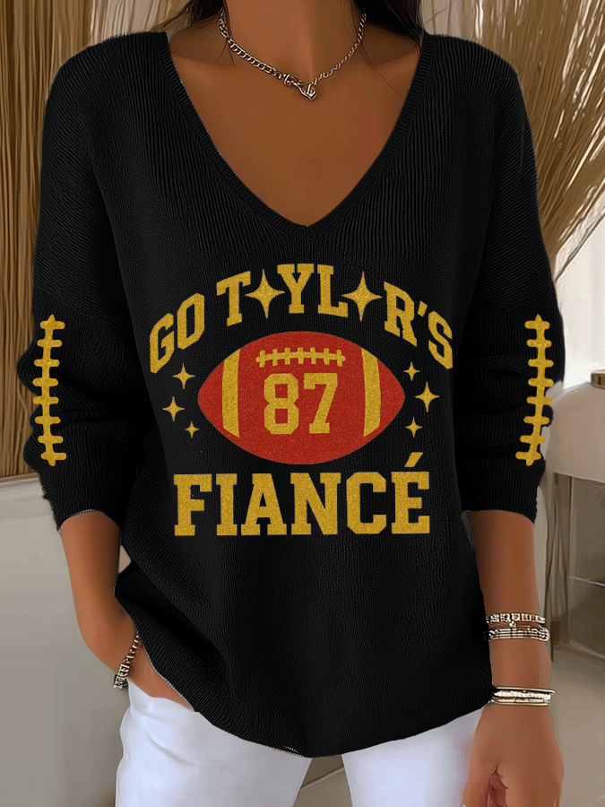 Women's Hot Spot Print Knit Long Sleeve Top