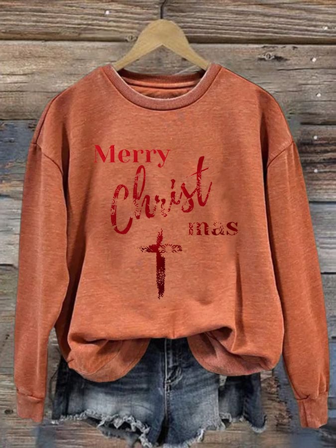 Women'S Casual Merry Christmas (Commemorating The Birth Of Jesus Christ) Printed Sweatshirt