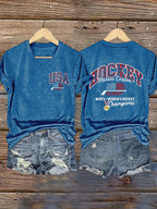 Women's Ice Hockey Print Casual T-Shirt