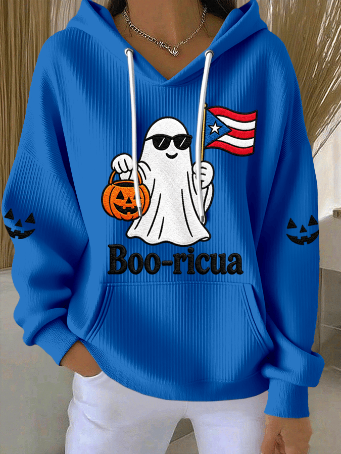 Women's "Halloween in Puerto Rico" Print Knit Hoodie