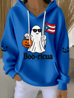 Women's "Halloween in Puerto Rico" Print Knit Hoodie