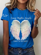 Women's Mysterious Camp Angels Are Forever in Our Hearts Printed Casual T-shirt