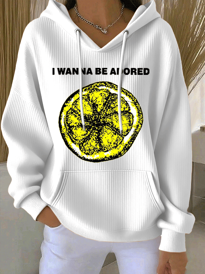 Women's Music Print Casual Hoodie