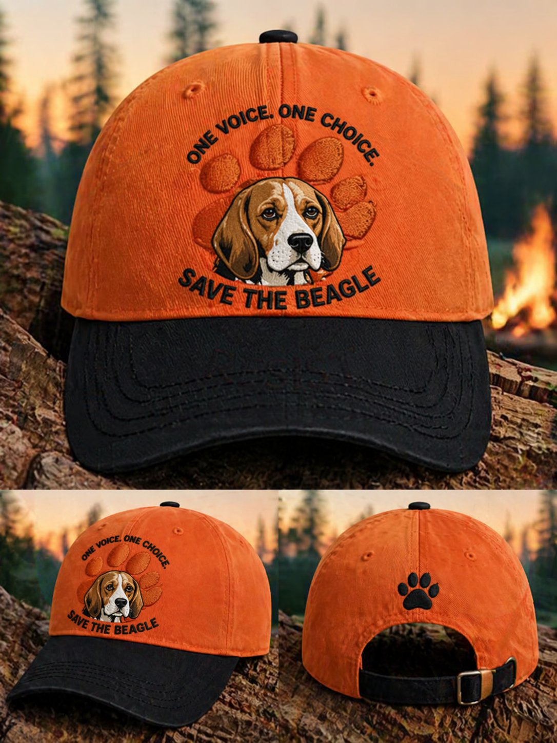 Save the Beagle Print Baseball Cap