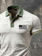Men's Retro Patriot Color Block Polo Shirt