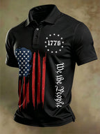 Men's Independence Day Flag Print Casual Polo Shirt