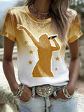 Women'S Music And Art Print Round-Neck T-Shirt