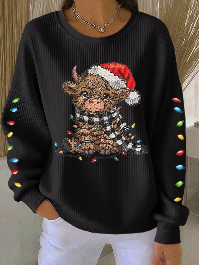 Women's Casual Christmas Highland Yak Sweatshirt