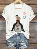 Women's Singer-Print Casual Short-Sleeved T-Shirt