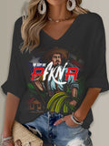 Puerto Rico Singer Boricua Decorate Printed Long Sleeve Top