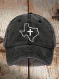 Retro Texas Strong Faith Cross Print Baseball Cap