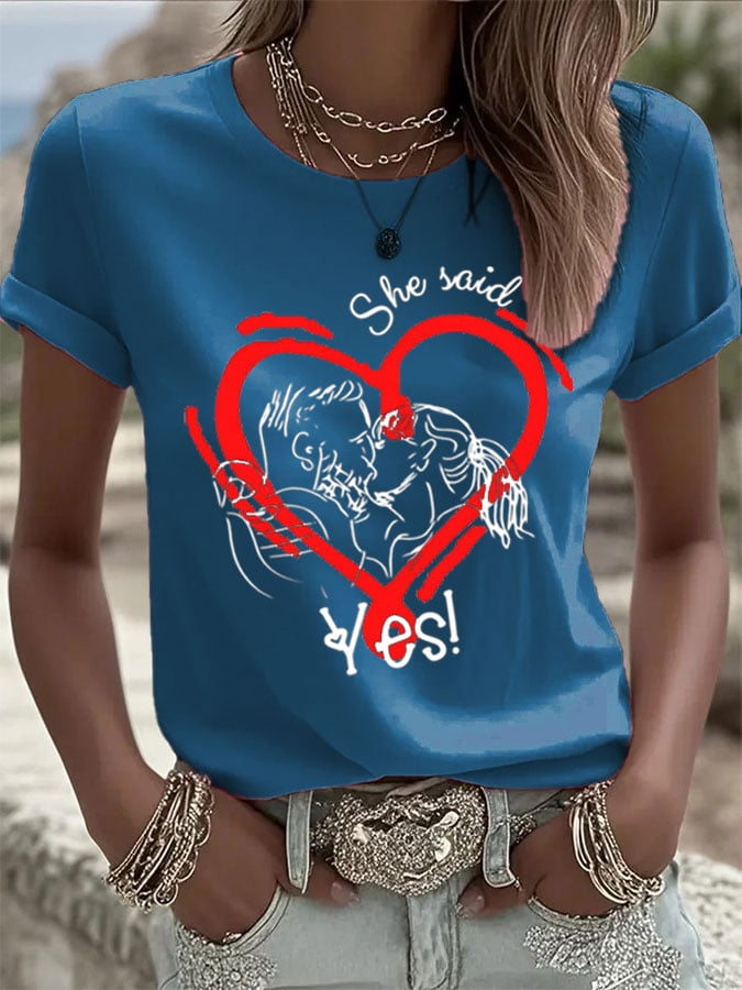 Women's Engaged Printed Casual T-Shirt