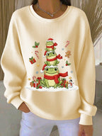 Women's Christmas Animal Frog Print Sweatshirt
