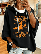 Women's Halloween Witch Print Hooded Sweatshirt