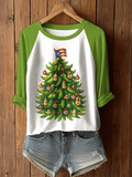 Puerto Rican Christmas Tree Printed Raglan Top