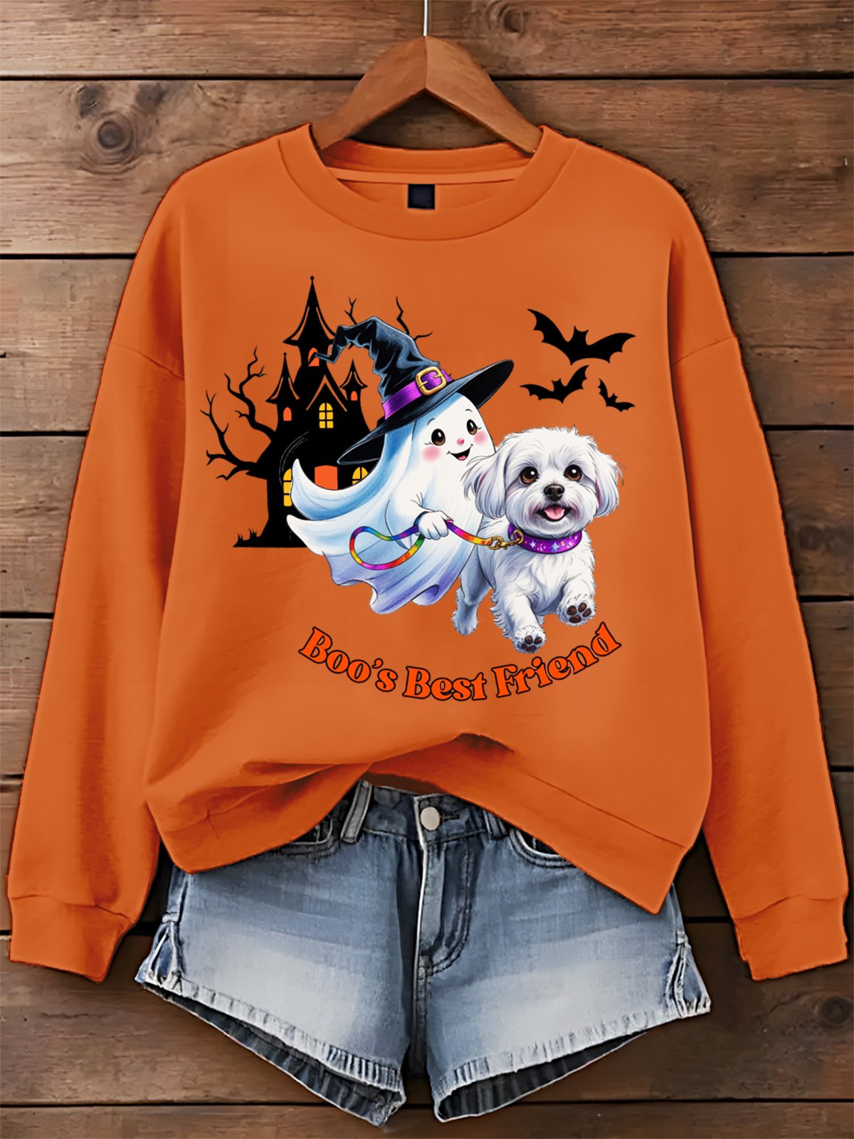 Dog Ghost Best Friend Halloween Art Printed Sweatshirt