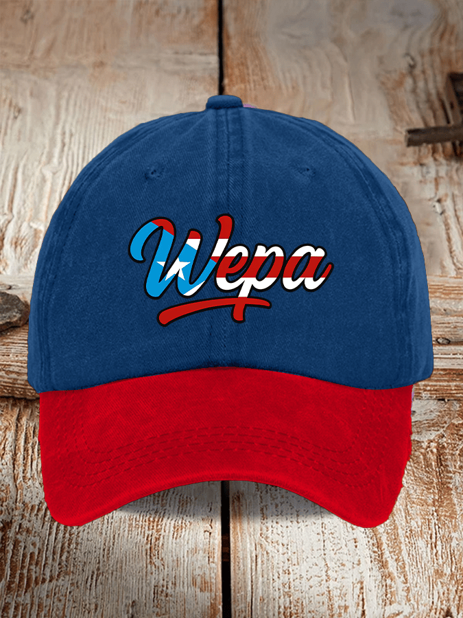 Retro Puerto Rico Print Baseball Cap