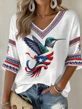 Women's Casual Printed Waffle Top