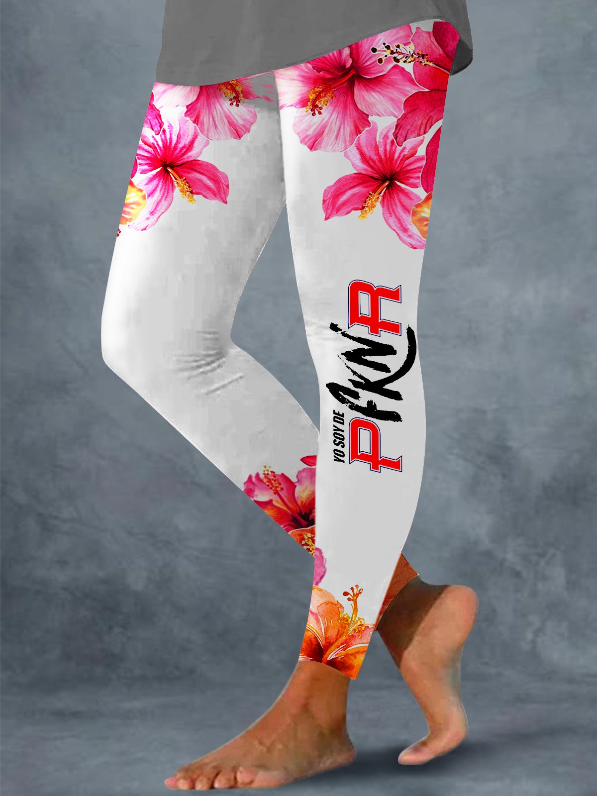 Puerto Rico Flower Label Colorful Bright Print Leggings