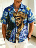 Men's Illustration Art Print Short-Sleeve Shirt