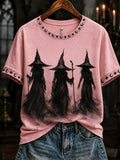 Women's Halloween Witch Print T-shirt