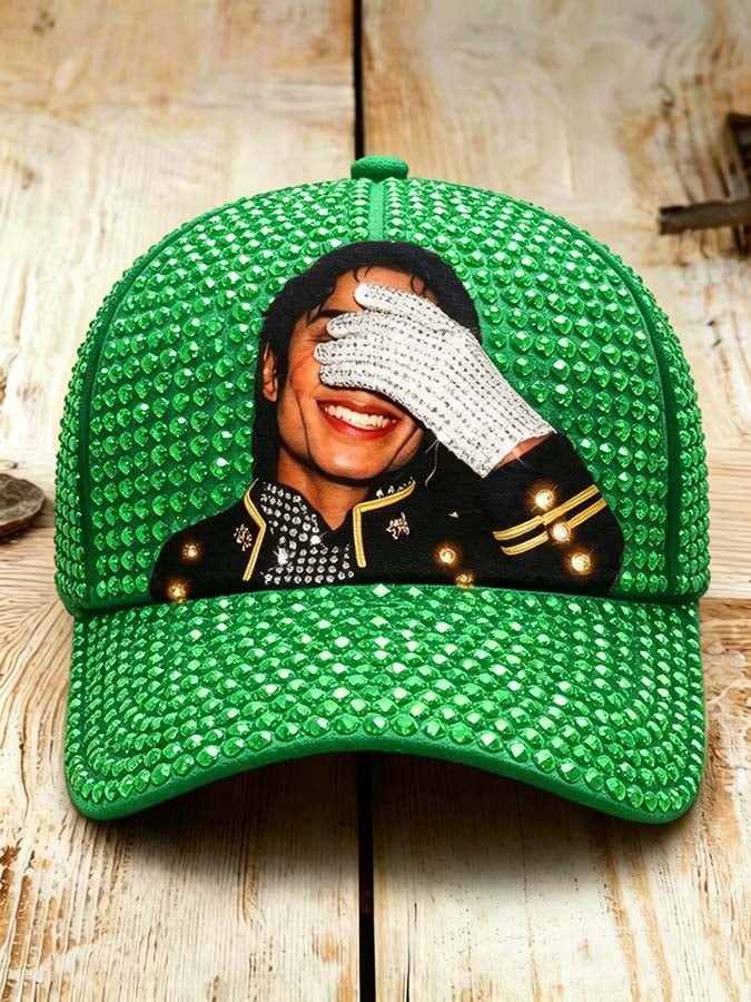 Unisex Retro Commemorative Baseball Cap: "King of Music" Faux Rhinestone Print