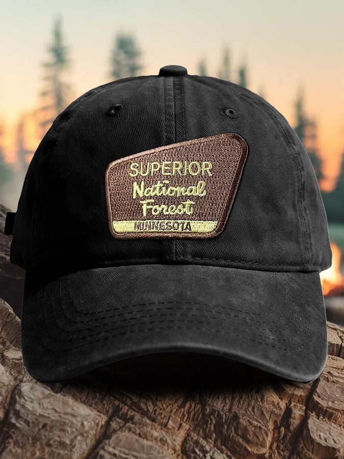 Retro Superior National Forest Minnesota Print Baseball Cap