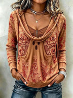 Women'S Printed Faux-Layered Top