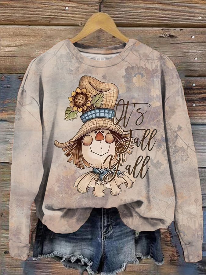 Women's It'S Fall Y'All Print Round Neck Sweatshirt