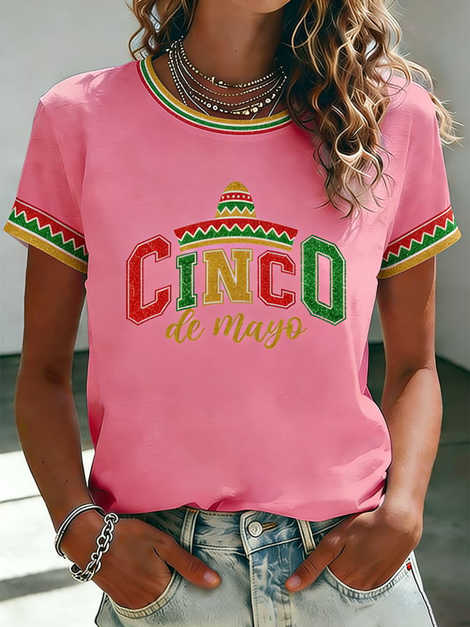 Women's Mexican Art Cinco de Mayo Print  T-shirt