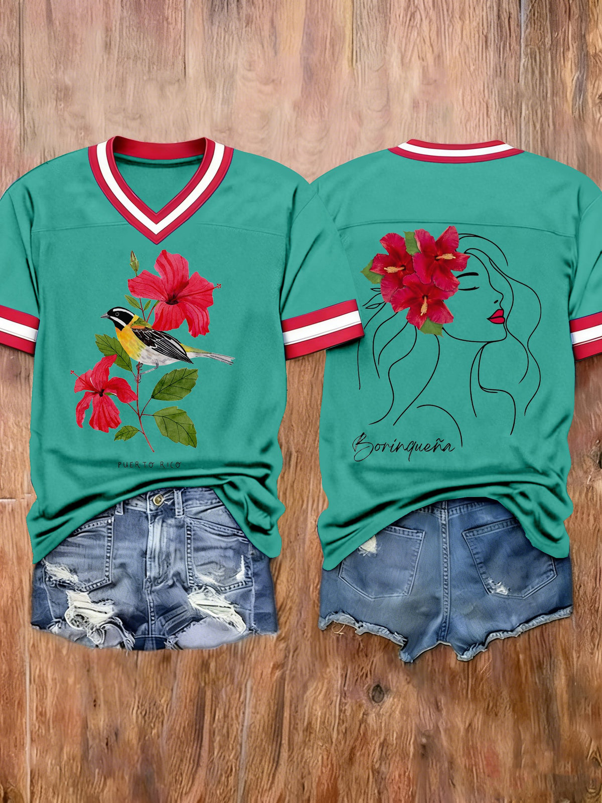 Women's Puerto Rico Art Printed T-shirts