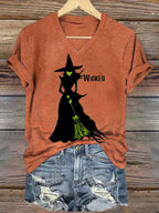 Women's Halloween Witch Print Casual T-Shirt