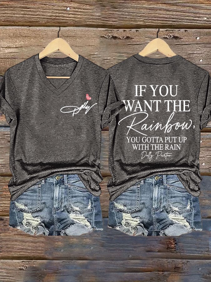 🔥🔥2nd 50% Off 🔥🔥Women's If You Want The Rainbow You Gotta Put Up With The Rain Print T-shirt