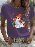 Women's Cute Ghost Printed Casual T-Shirt