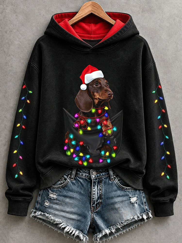 Women's Christmas Dog Print Casual Sweatshirt
