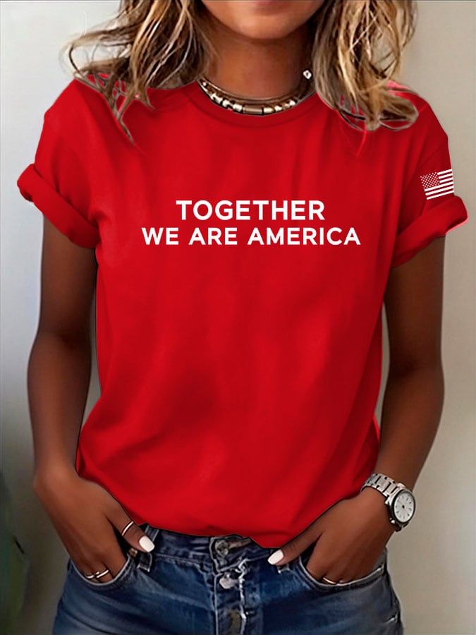 Women's TOGETHER WE ARE AMERICA Printed Short-Sleeve T-Shirt