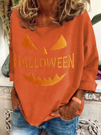 Women'S Halloween Pumpkin Face Sweatshirt