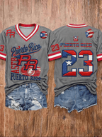 Women's Puerto Rico Baseball  Print T-Shirt