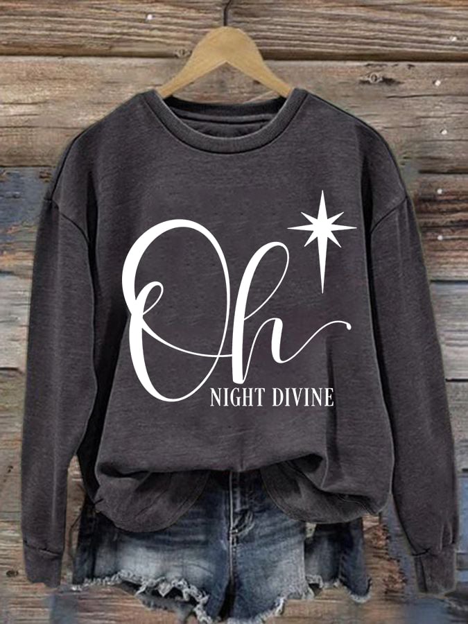 Women's Christmas Oh Night Divine Casual Long Sleeve Sweatshirt