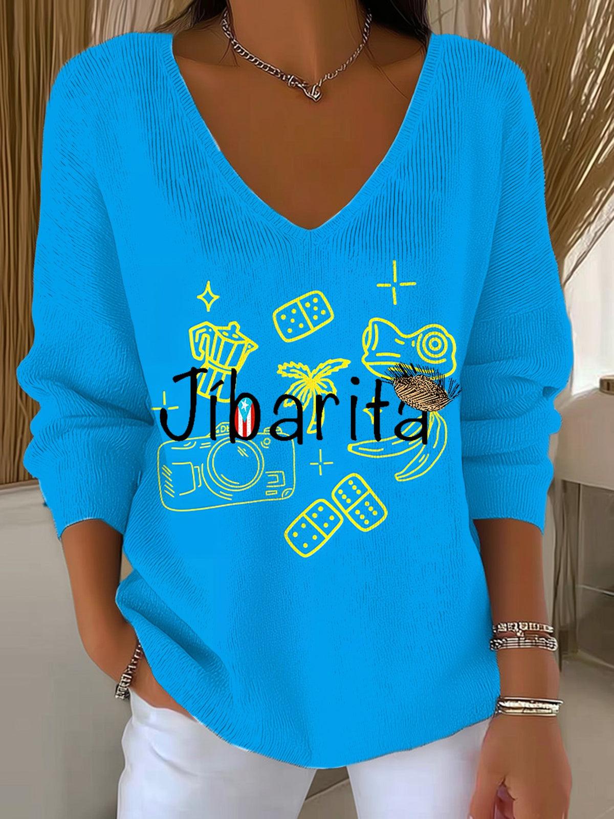 Puerto Rico Singer Printed Long Sleeve Top