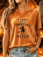 Women's Halloween Witch Print T-shirt